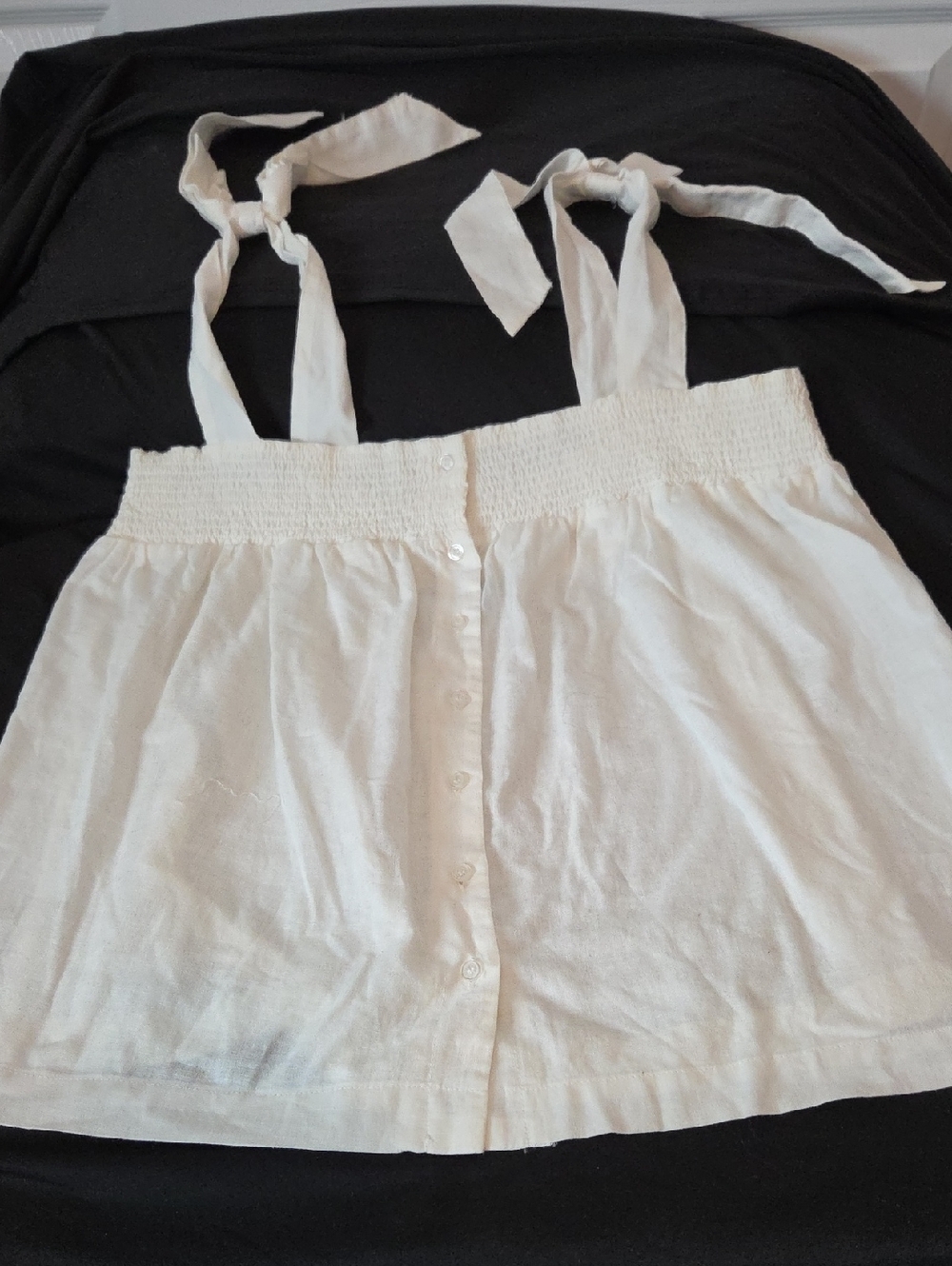 Saks Fifth Avenue White Linen-Blend Button Top